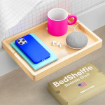 BedShelfie voodipoolne riiul korruse ja &uuml;lemise voodi jaoks, College Dorm Essentials, korruse voodipoolne riiul, ujuv voodi riiulite kandik, Dorm Decor by Smallish - Flexfit mudel, looduslik