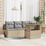 Rantry 5-osaline aia diivan komplekt koos pehmendusega Beige Poly Rattan Garden Lounge Model3348726