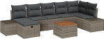 Rantry 8-teiliges Garten-Sofa-Set mit Kissen Grau Poly-Rattan Gartenlounge Model3359601