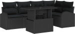 Rantry 6-teiliges Garten Sofa Set mit Kissen Schwarz Poly Rattan Gartenlounge Model3348649