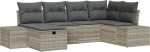Rantry 6-teiliges Garten-Sofa-Set mit Kissen Hellgrau Poly-Rattan Gartenlounge Model3360713