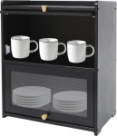 2-tasandiline bambusekapp, v&auml;ike k&uuml;ljepaneel, v&uuml;rtsikapp magnetilise uksega, k&ouml;&ouml;gi organiseerija v&uuml;rtsipudelitele, lauan&otilde;udele, 42 x 25 x 50 cm (must)