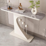 Moderner Konsolentisch, Flurtisch mit Offenem Stauraum, Konsoolilaud den Eingangsbereich mit Schiefertischplatte, Metallrahmen, for Eingang(White C,100cm/39.3in)