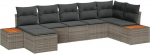 7-Teiliges Garten-Sofa-Set mit Kissen Grau Poly Rattan Akazie Gartenlounge Model3356799
