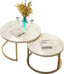 2 marmorist kohvilaudade komplekt Modernne elutoa laud &Uuml;mmargune k&uuml;ljelaud Diivanilaud V&auml;ike kohvilaud Elutuba R&otilde;du (1 suur ja 1 v&auml;ike)
