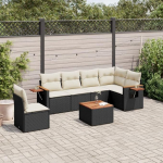 Gartensofa-Set mit Kissen, 7-teilig, schwarz, Polyrattan-M&ouml;bel, Set Schlafsofa, Wohnzimmer, Gartensofa, modernes Sofa-Set f&uuml;r den Au&szlig;enbereich, Outdoor-M&ouml;bel