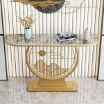 Moderner Eingangstisch, Konsolentisch, extra Langer Sofatisch, Flurtisch hinter dem Couchtisch f&uuml;r Wohnzimmer, Eingangsbereich, Flur, Eingang (Farbe: Gold 3, suurus: 120 cm)