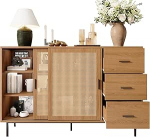 NovaFurnish Sideboard 2 l&uuml;kanduksega ja 3 sahtlit reguleeritavate riiulitega, maamaja stiilis k&uuml;ljepaneel, sobib elutuppa ja s&ouml;&ouml;gituppa. M&otilde;&otilde;dud: Laius 140 x 37 x 91 cm