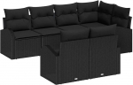 Rantry Garten-Sofa-Set Set aus 7 Schwarz Poly-Rattan, pol&uuml;ester-Kissen Gartenlounge Model3346083