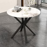 NIERN &Uuml;mmargune 2-4-kohaline s&ouml;&ouml;gilaud 2-4 istekohaga, metalljalad 80cm, kaasaegne, v&auml;ike sintreeritud kivist s&ouml;&ouml;gilaud k&ouml;&ouml;gi s&ouml;&ouml;gituppa (valge)