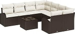 Rantry 9-teiliges Garten-Sofa-Set mit Kissen Braun Poly Rattan Gartenlounge Model3345978