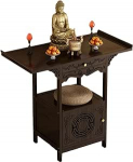 Kleiner Schrein-Altartisch aus Bambus mit Aufbewahrung, chinesischer Meditations-Opferschrank, Buddha-Nischen-Gebetstisch f&uuml;r die Heimdekoration (31,4" x15,7 x39,3)