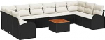 11-teiliges Garten Sofa Set mit Kissen Schwarz Poly Rattan Akazie Gartenlounge Model3347628