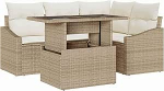 5-Teiliges Garten-Sofa-Set mit Kissen Beige Poly-Rattan Gartenlounge Model3348997