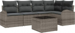 5-teiliges Garten Sofa Set mit Kissen Schwarz Poly Rattan, 2-Sitzer Garten Sofa mit Stauraum & Kissen Grau Poly Rattan Gartenlounge Model3354718