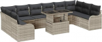 Gartensofa-Set mit Kissen 11 tk Hellgrau Poly Rattan Gartenm&ouml;bel Model3357275