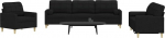 Gecheer 3-osaline diivanikomplekt dekoratiivse padja musta kangaga, kaasaegne diivan polsterdatud diivan elutuppa, magamistuppa, m&auml;ngutuppa3278307
