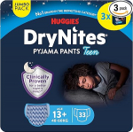 Huggies DryNites &Ouml;&ouml;riiete voodipesu poistele vanuses 13 kuni 17 aastat (48-60 kg) 33 tk (3x11) Jumbo kuupakk, m&auml;hkmep&uuml;ksid XL