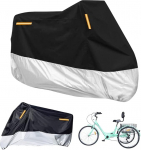 BoHangong Premium Adult Tricycle Cover, universaalne 3 rattale (jalgratas, mootorratas) v&auml;ljas ja siseruumides (264,2 x 110 x 124,5 cm) (must ja h&otilde;bedane, 210D)