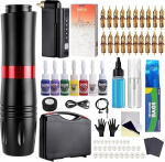 HAWINK EM154EN02P199EU-1 Tattoo Machine Set with 1500 mAh Battery Pack of 20 Tattoo Needles 7 Inks Blue Soap Case Complete Tattoo Accessory Kit