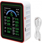 &Otilde;hukvaliteedi m&otilde;&otilde;tja 18 in 1 CO2 TVOC HCHO PM2.5 PM10 Temperatuur niiskuse tuvastamine Siseruumide tester Akutoitega andmesalvestus