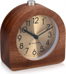 Navaris Analoogne puidust &auml;ratuskell Snooze'ga - Retro kella &uuml;mmargune kella n&auml;gu kuldse &auml;ratuskellaga - vaikne lauakell ilma tiksumiseta - naturaalne puit tumepruunis v&auml;rvitoonis