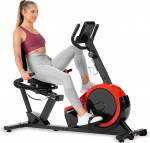 Hop-Sport HS-060L Recumbent Exercise Bike with Hand Pulse Sensors, 15 kg Flywheel Mass, 8 Resistance Levels, Seated Ergometer for Seniors Max. User Weight 130 kg