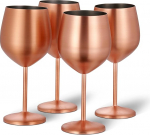Oak & Steel - 4 Stainless Steel Wine Glasses (540 ml) - Matt Rose Gold/Copper - Robust & Unbreakable - Gift Set for Birthdays, Weddings & Christmas