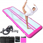 JOOLOOG Premium Inflatable Air Tumbling Gymnastics Mat 3 m 4 m 5 m 6 m Tumbling Mats with 650 W Electric Air Pump 10/20 cm Thick Gymnastics Air Mat for Home Use Gym Yoga Training Cheerleading Outdoor