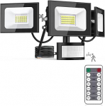 LED-punktivalgusti koos liikumisanduriga v&auml;ljas, 100 W, 10000 LM v&auml;livalgusti reguleeritava 3 peaga, 6500 K jaheda valge LED-peavalgusti koos kaugjuhtimispuldiga, IP65 veekindel valgusvihkuri jaoks