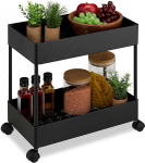 Relaxdays rullusk&auml;ru, 2 tasandit, serveerimisk&auml;ru, k&ouml;&ouml;gik&auml;ru, vannituba ja kontor, rullusriiul, k&otilde;rgus x laius x s&uuml;gavus: 38 x 39,5 x 21,5 cm, must