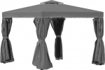 Outsunny Garden Gazebo Gazebo 2.96 x 2.96 m Garden Tent with Double Roof Marquee Party Tent with 4 x Side Panels Mosquito Net Weatherproof Aluminium Polyester Dark Grey