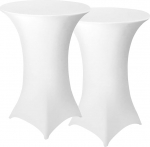 Granbest 2 Pack Spandex Cocktail Tablecloths Square Corners Cocktail Tablecloths for Party Banquet Wedding Event Exhibition Seller Outdoor White Diameter 80-85cm
