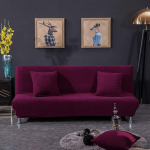 Monba Sofa Slipcover Armless Knitted Sofa Slipcover Set Furniture Protector Jacquard Stretch Couch Chair Cover Dark Purple XL:195-225cm
