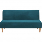 Armless Futon Cover Stretch Sofa Bed Slipcover Furniture Protector Elastic Ultra Soft Velvet High Spandex Fabric Sofa Shield Futon Cover (Teal)