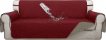 ISSUNTEX Double Protection 100% Waterproof Sofa Covers for Living Room, Couch Covers for 3 Cushions Couch Sofa, Reversible Furniture Protector Sofa Cover for Dogs, Pets (Sofa, Christmas Red/Beige)