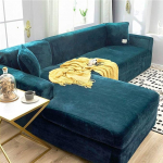 HKPLDE Thick Sofa Covers 1 2 3 Seat Velvet L Shape Sofa Slipcover Easy Fit Stretch Elastic Fabric Sofa Couch Furniture Protector 3 Seater (190 - 230 cm) Blue Sea
