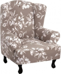 Highdi Wing Chair Cover 1-osaline Elegantne lillemustriga tugitooli kate, tugitooli visked, Wing Chair Cover, Stretch Armrest Cover toolile, TV toolile (Taupe)