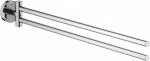 GROHE Start 41183000 Topeltk&auml;ter&auml;tikukang 2 suurele k&auml;ter&auml;tikule 44 cm pikkune P&ouml;&ouml;ratav puurimiseks Sisaldab kruvisid ja t&uuml;&uuml;blid Varjatud kinnitus Vastupidav pind &Uuml;mmargune kroomitud