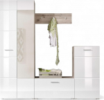 Sixx Esikoha garderoobikomplekt valge k&otilde;rgl&auml;ikega / liivapuu v&auml;limusega - kaasaegne kompaktne 4-osaline garderoobikapp teie sissep&auml;&auml;sualale - 195 x 195 x 36 cm (B x K x S)