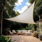 Kolmnurkne r&otilde;dumarkiis 4,8 x 4,8 x 4,8 m, Premium HDPE UV-kaitse, p&auml;ikesekaitse, hingav, ilmastikukindel, aeda, r&otilde;dule ja terrassile, koos paigaldusk&ouml;itega.