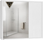 SONGMICS HOME BBC114WE01 Peeglikapp, vannitoakapp, &uuml;likiire t&ouml;&ouml;riistavaba kokkupanek, t&ouml;&ouml;riistavaba tehnoloogia, vannitoapeegel, reguleeritavad riiulid, kaasaegne, 15 x 60 x 55 cm, lumivalge