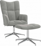 vidaXL lamamistool koos tugitooliga, p&ouml;&ouml;ratav teleritooli, polsterdatud tool, l&otilde;&otilde;gastav tool, tugitool, tugitool, elutuba, helehall, sametist