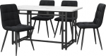 HAUSPROFI s&ouml;&ouml;gilaua komplekt 4 tooliga, 70 x 120 x 74 cm, ristk&uuml;likukujuline k&ouml;&ouml;gi s&ouml;&ouml;gilaud istumiskomplekt, kaasaegse disainiga puitm&ouml;&ouml;bel, s&ouml;&ouml;gitoa grupp k&ouml;&ouml;ki, kontorisse (linane, must)