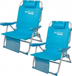 AKTIVE Pack of 2 Multiposition Folding Chairs for Beach, Garden, Patio or Camping, 5 Positsioonid, 49 x 58 x 80 cm, istme k&otilde;rgus 27 cm, Kallutuss&uuml;steem, kandev&otilde;ime 100 kg, koos kandek&auml;epidemetega (85469)
