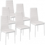 S&ouml;&ouml;gitoa toolid seljatoega K&ouml;&ouml;gitoolid Elutoatoolid PU-st, 42 x 48 x 98 cm, 6 toolist koosnev komplekt Valged toolid