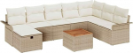 9-Teiliges Garten-Sofa-Set mit Kissen Beige Poly-Rattan Gartenlounge Model3359470