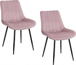 Baroni Home 2 moodsa tooli komplekt, sametpolsterdusega ja mustade terasjalgadega, elutoa toolid, magamistuba, s&ouml;&ouml;gituba, Puuderroosa, 53 x 86 x 44 cm.