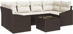 7-teiliges Garten Sofa Set mit Kissen Braun Poly Rattan Gartenlounge Model3346618