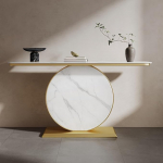 Generisch konsoollaud esikusse, kaasaegne k&uuml;ljelaud, fuajeelaud, kaasaegne pikk diivanilaud elutuppa, esikusse, fuajeesse (kuld+valge, 80 cm/31,5 tolli)